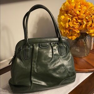 Stunning emerald green genuine leather handbag